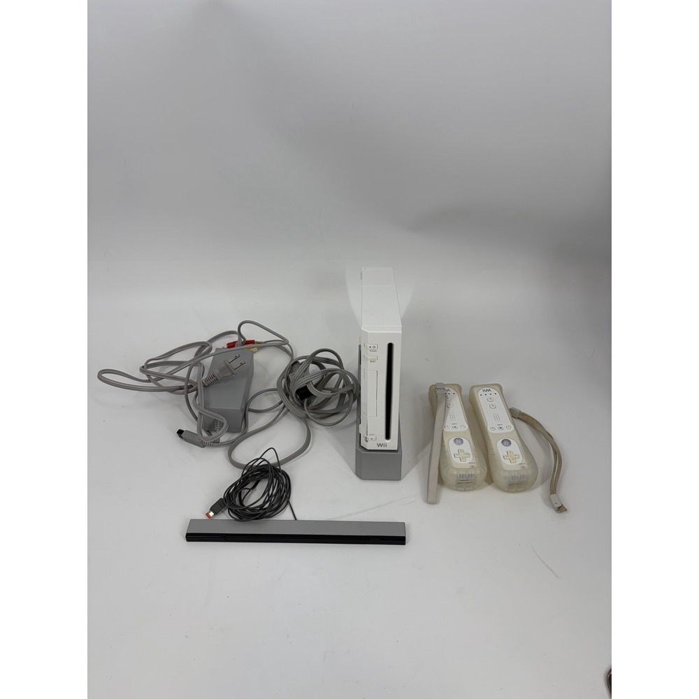 Nintendo Wii Console Bundle FOR PARTS Corroded Controllers Sensor Bar Cords